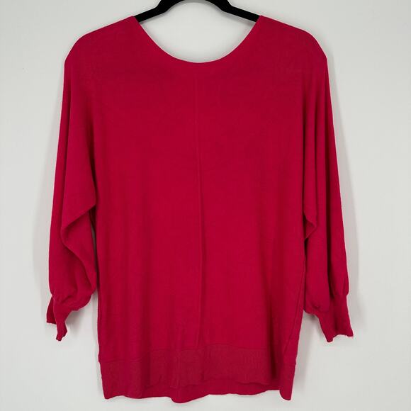 MAX STUDIO Pink 3/4 Sleeve Knit Top Sweater Shirt Womens Small - Picture 2 of 5